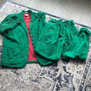 Green Corduroy Blazer Set